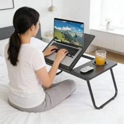 Harbour Housewares Folding Lap Desks with Cupholder - Black - Pack of 2 - thumbnail 4