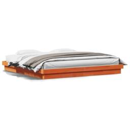 Berkfield Home LED Bed Frame without Mattress Wax Brown 200x200 cm Solid Wood - thumbnail 4