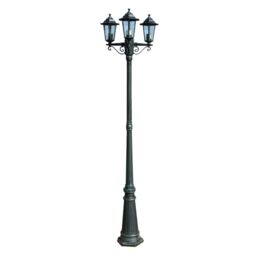 Berkfield Home Garden Light Post 3-arms 215 cm Dark Green/Black Aluminium in Green - thumbnail 2