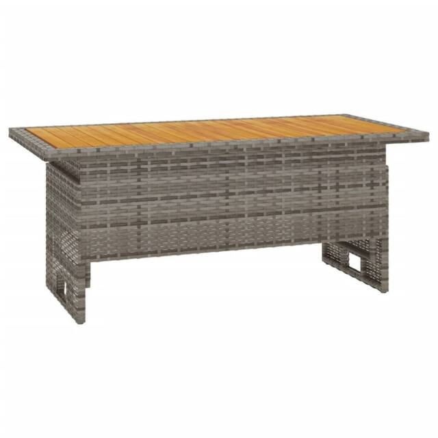 Berkfield Home Garden Table Grey 100x50x43/63 cm Solid Wood Acacia&Poly Rattan - image 1