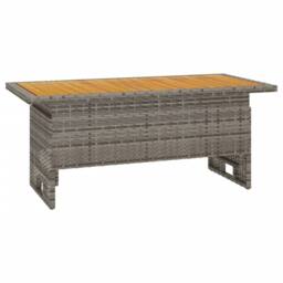 Berkfield Home Garden Table Grey 100x50x43/63 cm Solid Wood Acacia&Poly Rattan - thumbnail 1