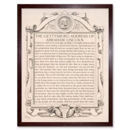"Artery8 War American Civil Lincoln Gettysburg Address President Framed Art in Brown - Size: W12"" x H16""" - thumbnail 1