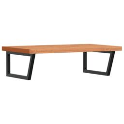 Berkfield Home Basin Shelf Wall Mounted Steel & Solid Wood Beech in Brown - thumbnail 2