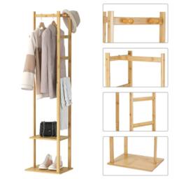 Havendro 155cm Bamboo Coat Rack With Shelves & Hooks in Natural - thumbnail 5