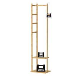 Havendro 155cm Bamboo Coat Rack With Shelves & Hooks in Natural - thumbnail 3