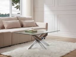 Vente-unique Tempered Glass & Chromed Metal Coffee Table - Transparent - COSIMA in Clear - thumbnail 7