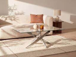 Vente-unique Tempered Glass & Chromed Metal Coffee Table - Transparent - COSIMA in Clear - thumbnail 3