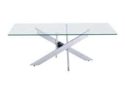 Vente-unique Tempered Glass & Chromed Metal Coffee Table - Transparent - COSIMA in Clear