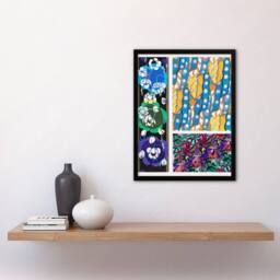 "Artery8 Colourful Floral Art Deco Patterns Benedictus Framed Wall Art Print - Size: W12"" x H16""" - thumbnail 4