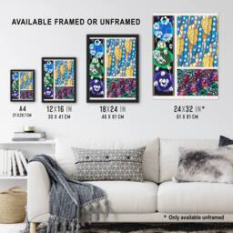 "Artery8 Colourful Floral Art Deco Patterns Benedictus Framed Wall Art Print - Size: W12"" x H16""" - thumbnail 3