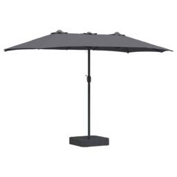 Berkfield Home Garden Parasol Folding Anthracite 385 x 209 x 244 cm Fabric in Charcoal - thumbnail 1