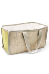 KDMD Large Jute & Cotton Shopping Basket 33x18x20cm in Lime - Size: 33 x 18 x 20 cm - thumbnail 2