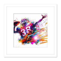 Artery8 American Football Sport Splatter Painting 38 Shirt Multicoloured Vibrant Bright Quarterback Gridiron Square Wooden Framed Wall Art Print - thumbnail 1