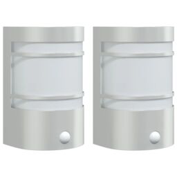 Berkfield Home Outdoor Wall Lights with Sensors 2pcs Silver Stainless Steel - thumbnail 2