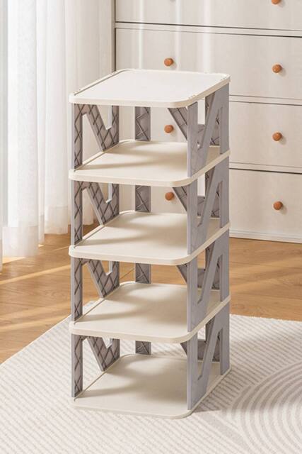 Living and Home Foldable 4-Layer Plastic Shoe Rack Cabinet in Grey - image 1
