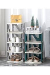 Living and Home Foldable 4-Layer Plastic Shoe Rack Cabinet in Grey - thumbnail 9