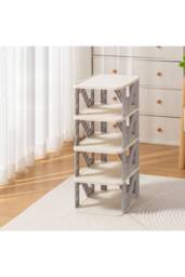Living and Home Foldable 4-Layer Plastic Shoe Rack Cabinet in Grey - thumbnail 2