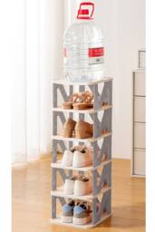 Living and Home Foldable 4-Layer Plastic Shoe Rack Cabinet in Grey - thumbnail 7