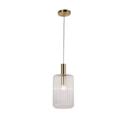 First Choice Lighting Walpole - Fluted Glass Ceiling Pendant Fitting with Bronze Details - thumbnail 9