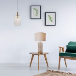 First Choice Lighting Walpole - Fluted Glass Ceiling Pendant Fitting with Bronze Details - thumbnail 8