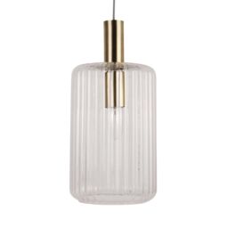 First Choice Lighting Walpole - Fluted Glass Ceiling Pendant Fitting with Bronze Details - thumbnail 3