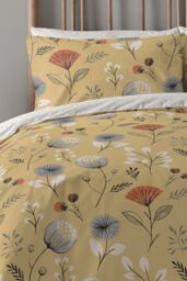 Copenhagen Home 'Olia' Reversible Polycotton Duvet Cover Set in Yellow - Size: King - thumbnail 3