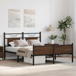 Berkfield Home Bed Frame without Mattress Brown Oak 140x190 cm Engineered Wood - thumbnail 5