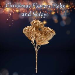 VFM e-Store Christmas Metallic Hydrangea Bush 33cm x 22cm Gold X 1 - Size: 33 cm x 22 cm - thumbnail 3