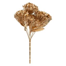 VFM e-Store Christmas Metallic Hydrangea Bush 33cm x 22cm Gold X 1 - Size: 33 cm x 22 cm - thumbnail 1