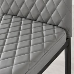 FurnitureboxUK Set of 4 Milan High Back Soft Touch Diamond Pattern Faux Leather Dining Chairs With Black Powder Coated Metal Legs in Grey - thumbnail 4