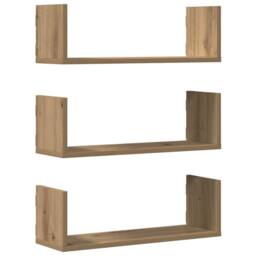 Berkfield Home Durable Wall Shelves 3 pcs Artisian Oak 58x18x18 cm Engineered Wood in Brown - Size: 58 x 18 x 18 cm - thumbnail 3