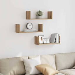 Berkfield Home Durable Wall Shelves 3 pcs Artisian Oak 58x18x18 cm Engineered Wood in Brown - Size: 58 x 18 x 18 cm