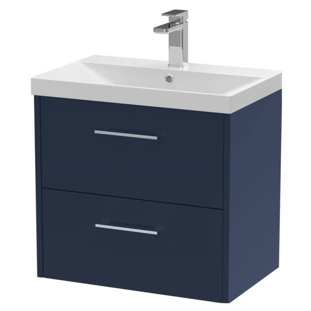 Balterley Winshill 2 Drawer Wall Hung Vanity Basin Unit, Dark Blue, 600mm in Blue - image 1