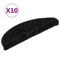 Berkfield Home Stair Mats 10 pcs 56x17x3 cm Black - Size: Medium - thumbnail 2