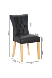 Living and Home Set of 2 Leather High Backrest Dining Chairs in Black - thumbnail 3