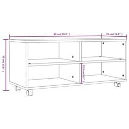 Berkfield Home TV Cabinet with Castors Grey Sonoma 90x35x35 cm Engineered Wood - Size: 90 x 35 x 35 cm - thumbnail 7