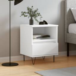 Berkfield Home Bedside Cabinet White 40x35x50 cm Engineered Wood - Size: 40 x 35 x 50 cm - thumbnail 2