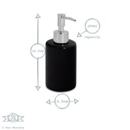 Harbour Housewares Ceramic Soap Dispenser 280ml in Black - thumbnail 3