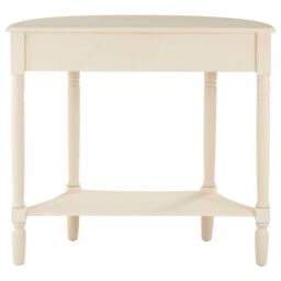 Orsina Rounded Console Table With One Rectangular Drawer for Hallway, Pine Wood Wood Table for Home & Office Décor in Off-White - thumbnail 4