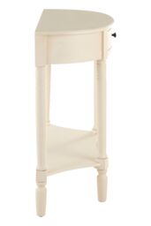 Orsina Rounded Console Table With One Rectangular Drawer for Hallway, Pine Wood Wood Table for Home & Office Décor in Off-White - thumbnail 3