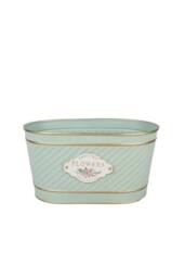 KDMD Mint Green Flowers Badge Oval Zinc Planter - thumbnail 2