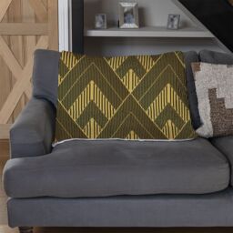 Benjamin Tate Design Black & Gold Striped Triangles Blanket in Natural - Size: 120 cm x 150 cm - thumbnail 2