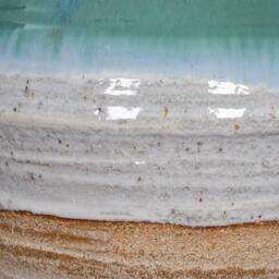 Wyld Haus Rustic Ombre Turquoise & Sand Glazed Ceramic Vase with Twin Handles in White - thumbnail 4