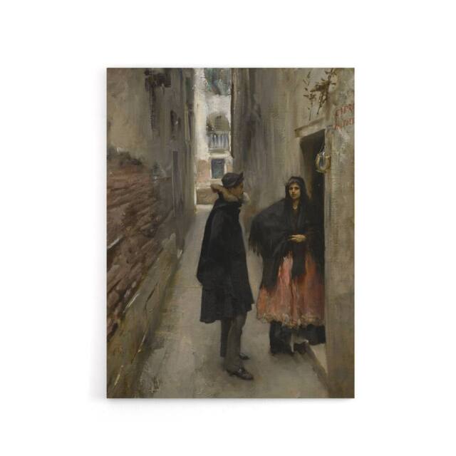 "Artery8 Narrow Street in Venice John Singer Sargent Canvas Wall Art Print in Grey - Size: W12"" x H16""" - image 1