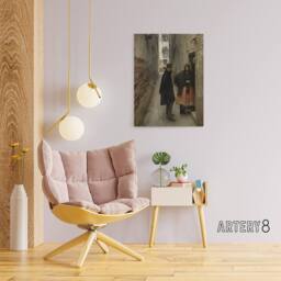 "Artery8 Narrow Street in Venice John Singer Sargent Canvas Wall Art Print in Grey - Size: W12"" x H16""" - thumbnail 3
