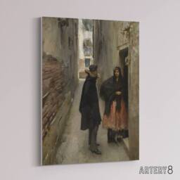 "Artery8 Narrow Street in Venice John Singer Sargent Canvas Wall Art Print in Grey - Size: W12"" x H16""" - thumbnail 2