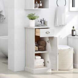 "Berkfield Home Bathroom Cabinet ""VIGO"" with Drawer 37x34x80 cm Solid Wood Pine - Size: 37 x 34 x 80 cm" - thumbnail 4