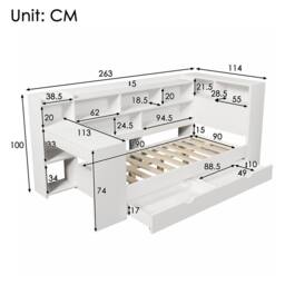 Matteo White Multi-functional Single Daybed with Bookcase, Desk & Storage - thumbnail 2