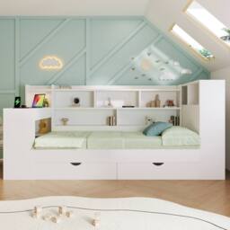 Matteo White Multi-functional Single Daybed with Bookcase, Desk & Storage - thumbnail 7