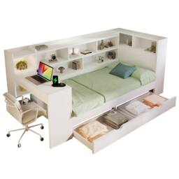 Matteo White Multi-functional Single Daybed with Bookcase, Desk & Storage - thumbnail 6